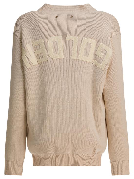 25FW 골든구스 Golden 레터링 가디건 GWP00950P00197255550 Beige - GOLDEN GOOSE