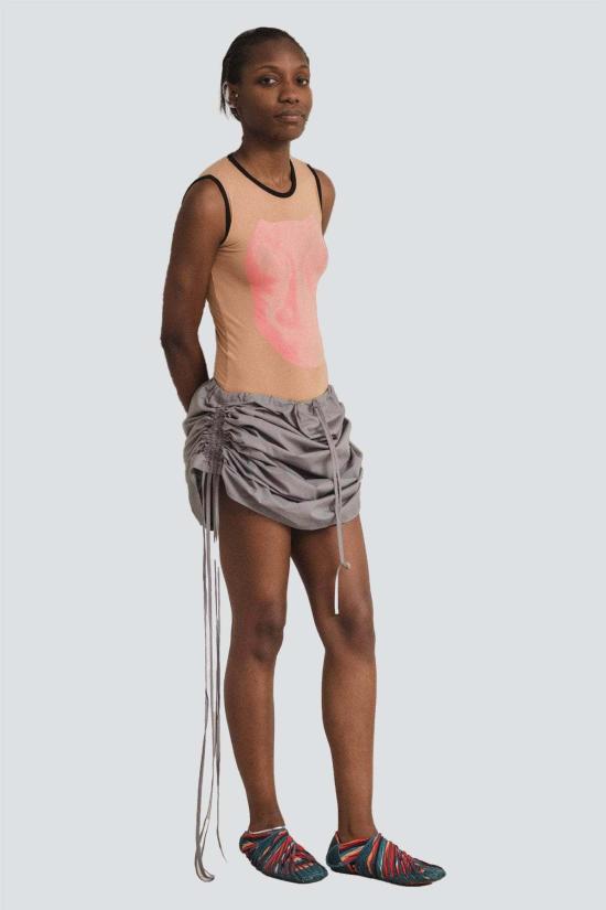  베이스레인지 롱 스커트 지티 픽토리얼 스트랩 - BASERANGE