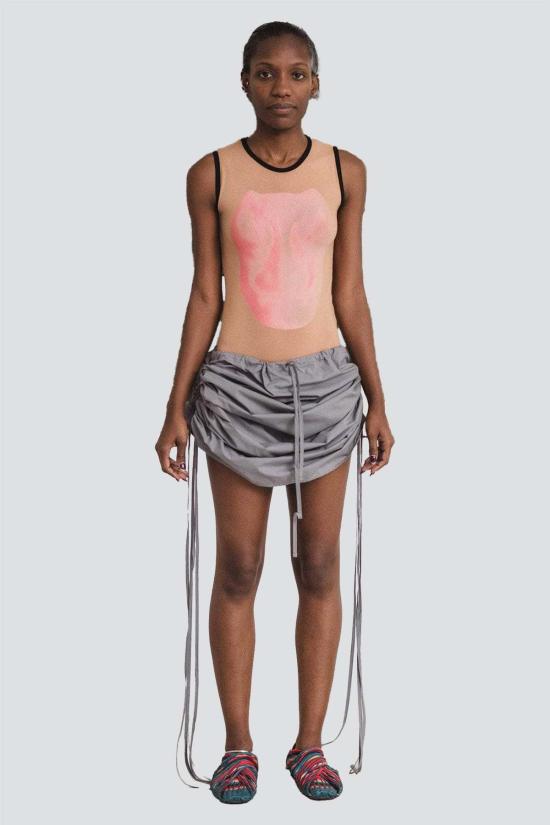  베이스레인지 롱 스커트 지티 픽토리얼 스트랩 - BASERANGE