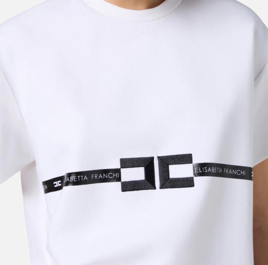 25FW 엘리자베타프랜치 반팔 티셔츠 MA02256E2 270 GESSO - ELISABETTA FRANCHI