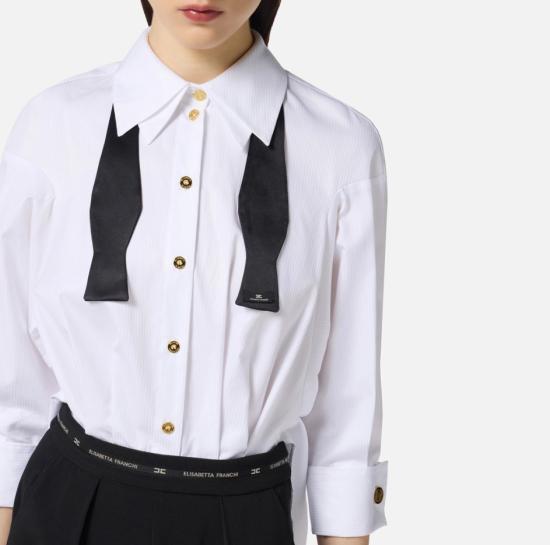 25FW 엘리자베타프랜치 미디 원피스 TU05656E2 221 BIANCO NERO - ELISABETTA FRANCHI