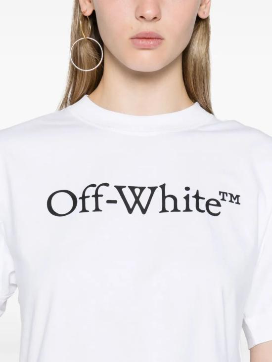 25FW 오프화이트 반팔 티셔츠 OWAA090C99JER004 0110 WHITE BLACK - OFF WHITE