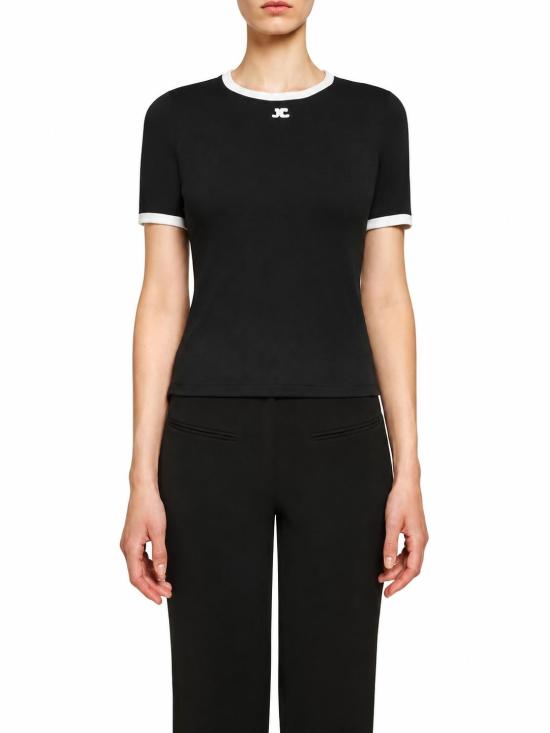 26FW 쿠레쥬 반팔 티셔츠 VESJTS017JS0070 9901 BLACK HERITAGE WHITE - COURREGES