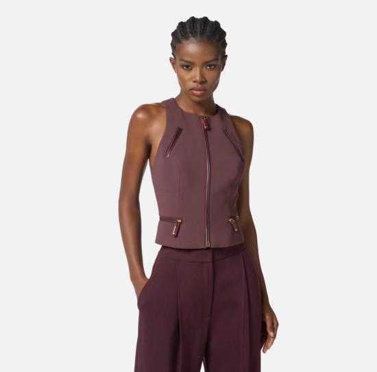 25FW 엘리자베타프랜치 반팔 티셔츠 TO03756E2 EA4 MERLOT - ELISABETTA FRANCHI