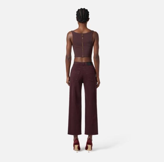 25FW 엘리자베타프랜치 스트레이트 팬츠 PJ04D56E2 EA4 MERLOT - ELISABETTA FRANCHI