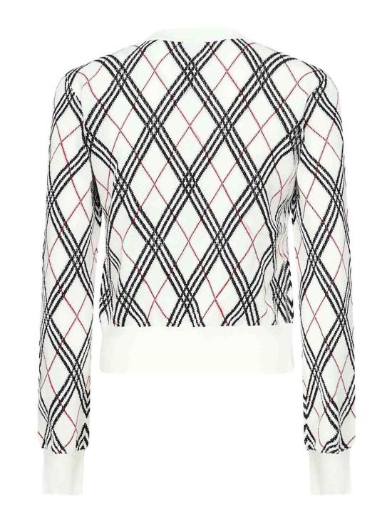  버버리 크루넥 아가일 크롭 스웨터 8111468 White - BURBERRY