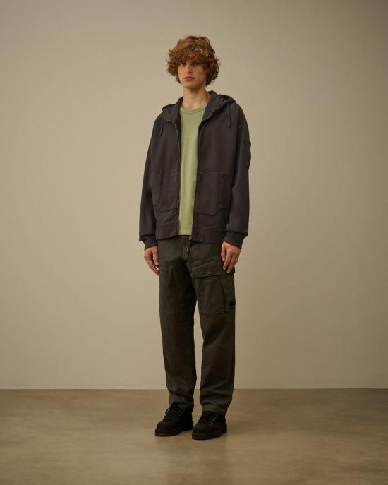  씨피 컴퍼니 긴팔 티셔츠 C.P. 컴퍼니 브러싱 및 에머라이즈드 대각선 플리스 박시 고글 스웨트셔츠 - C.P. COMPANY