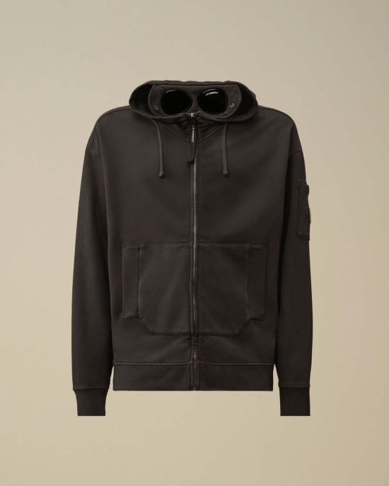  씨피 컴퍼니 긴팔 티셔츠 C.P. 컴퍼니 브러싱 및 에머라이즈드 대각선 플리스 박시 고글 스웨트셔츠