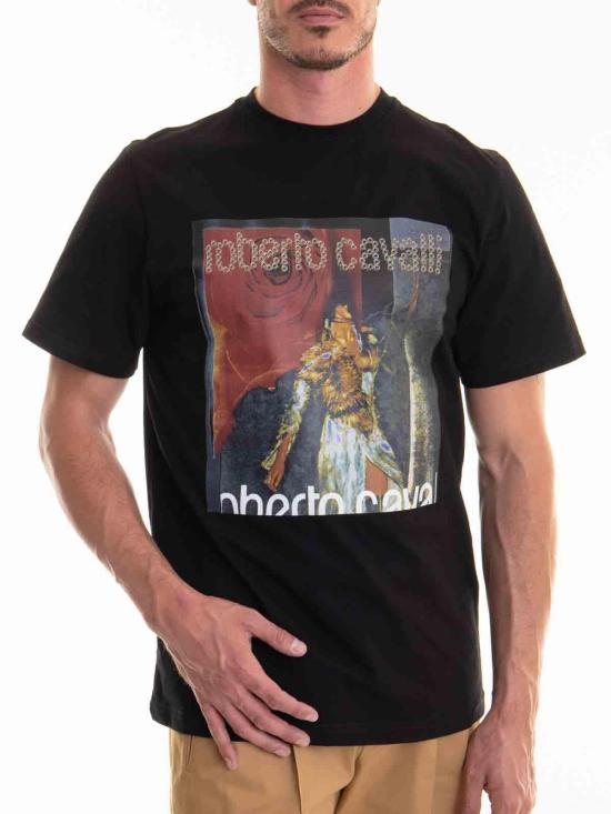  로베르토 카발리 반팔 티셔츠 TRT61FJD06005051 Black - ROBERTO CAVALLI