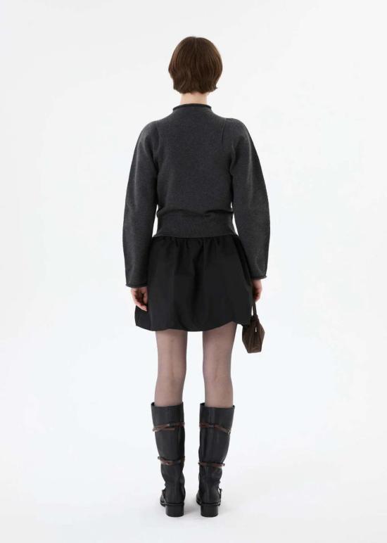  아모멘토 숏 스커트 타프타 셔링 미니 스커트 & 탑 - AMOMENTO