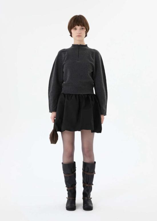  아모멘토 숏 스커트 타프타 셔링 미니 스커트 & 탑