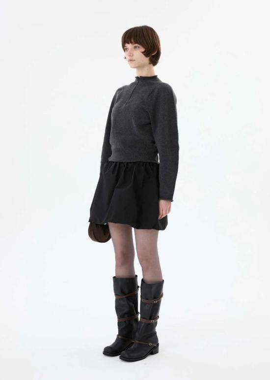  아모멘토 숏 스커트 타프타 셔링 미니 스커트 & 탑 - AMOMENTO