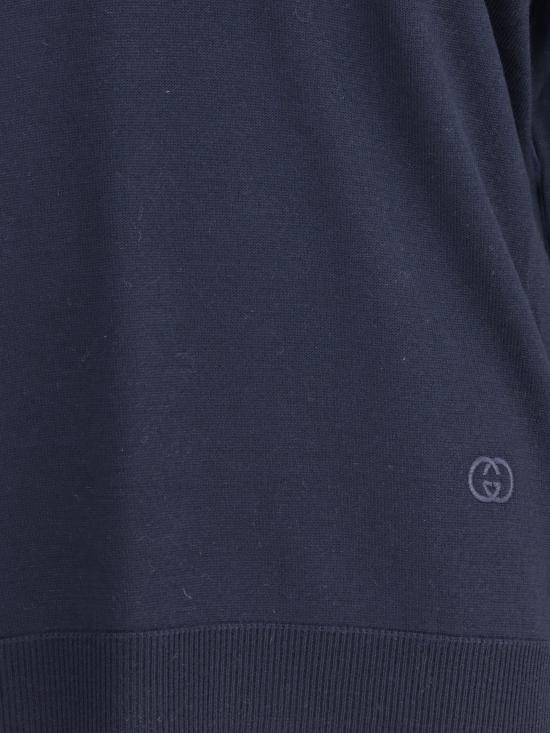 25FW 구찌 딥 브이넥 리브드 커프 울 폴로 스웨터 793883XKFA8 4215 BLUE - GUCCI