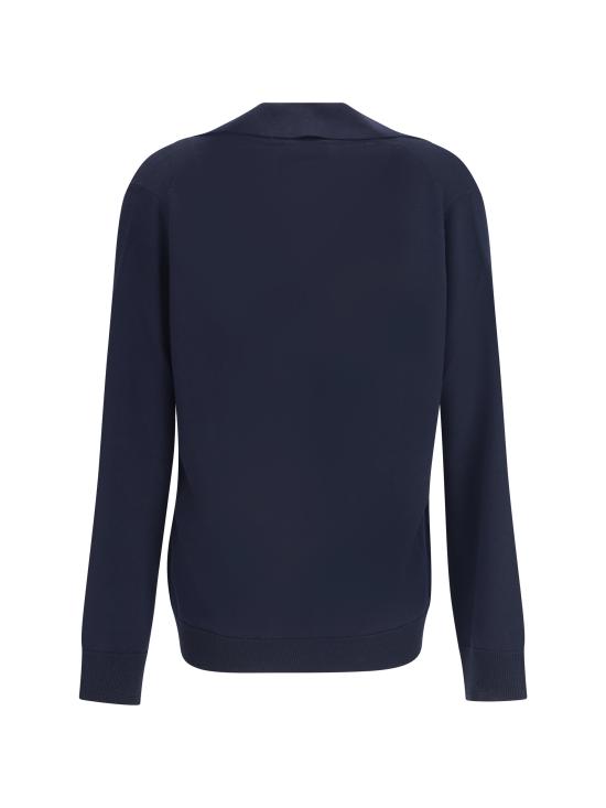 25FW 구찌 딥 브이넥 리브드 커프 울 폴로 스웨터 793883XKFA8 4215 BLUE - GUCCI