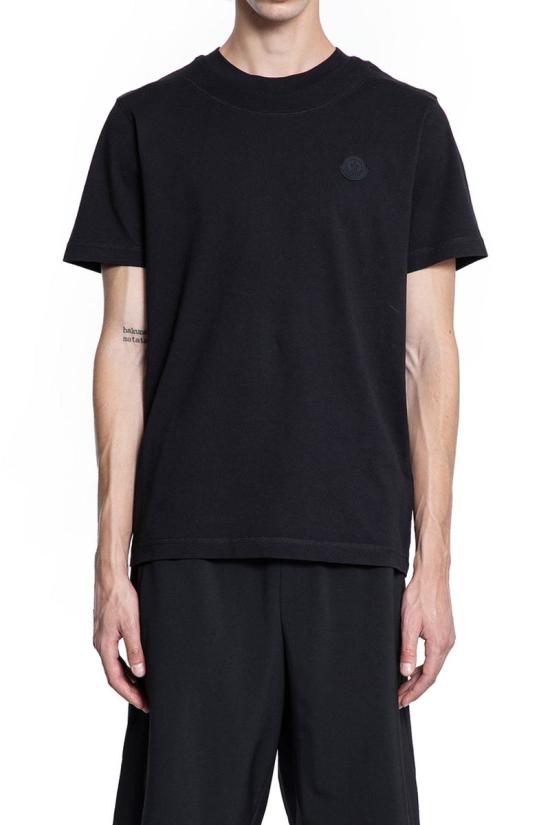 25FW 몽클레어 로고 패치 코튼 티셔츠  8C0000889AYW999 BLACK DOM