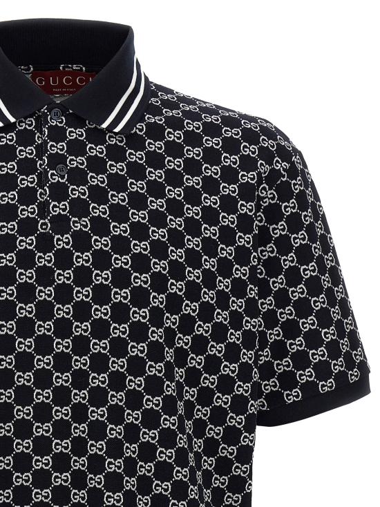 25FW 구찌 코튼 피케 자카드 폴로 셔츠 788024XJHH74137 Blue - GUCCI