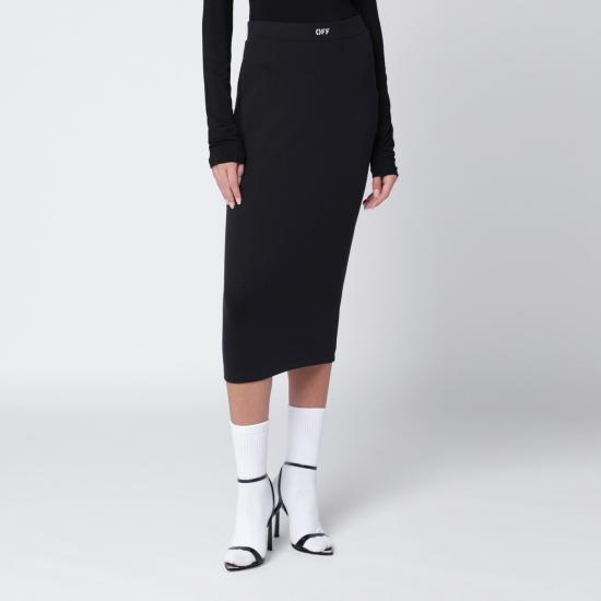 25FW 오프화이트 미디 스커트 OWCW00PF25JER001 Black
