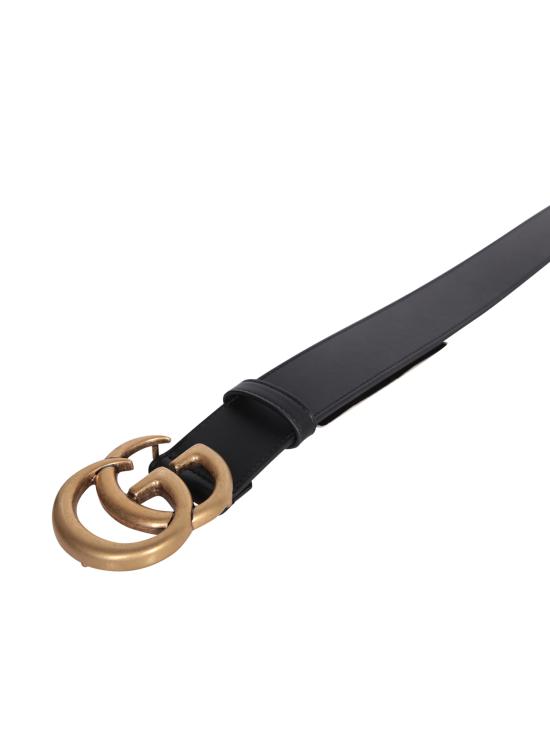 25SS 구찌 레더 벨트 더블 G 버클 400593 AP00T 1000 Black - GUCCI