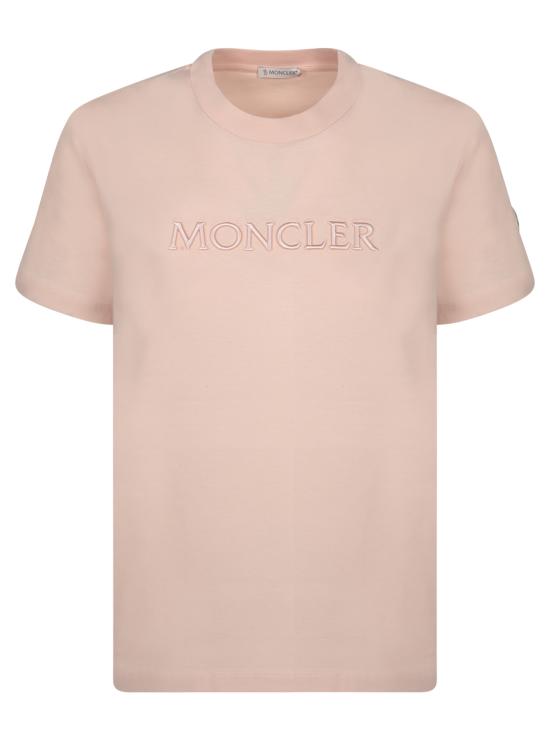 26FW 몽클레어 여성 로고 크루넥 반팔 티셔츠  8C00012 89AUO 519 Pink