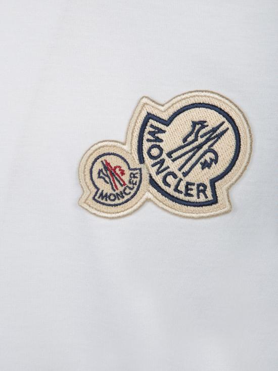 26FW 몽클레어 더블 로고 패치 코튼 티셔츠 8C00035 8390Y 001 White - MONCLER