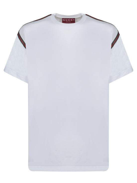 25SS 구찌 웹 코튼 저지 티셔츠 814958 XJG3D 9692 White