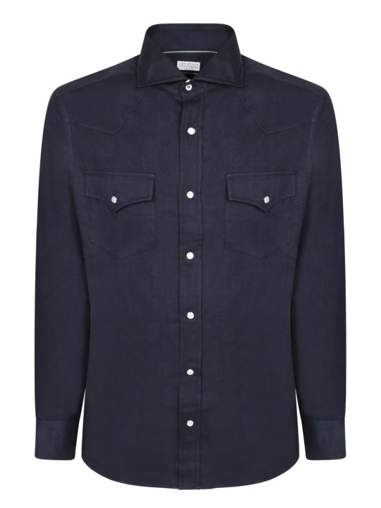 26FW 브루넬로 쿠치넬리 긴팔 셔츠 MY6374008 C019 Blue