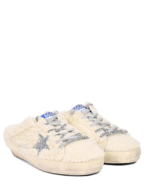  골든구스 뮬/슬리퍼 슈퍼스타 사보 글리터 스타 내추럴 화이트/실버 - GOLDEN GOOSE