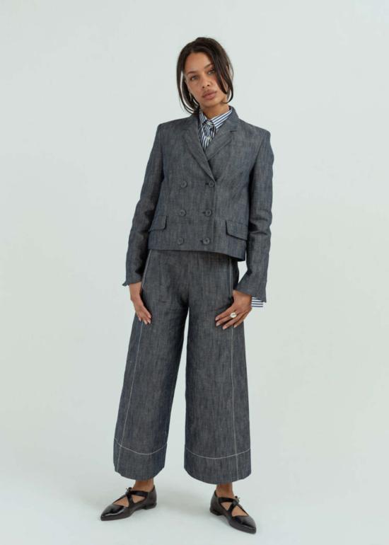  오디 자켓 더블브레스트 재킷 인디고 - ODEEH