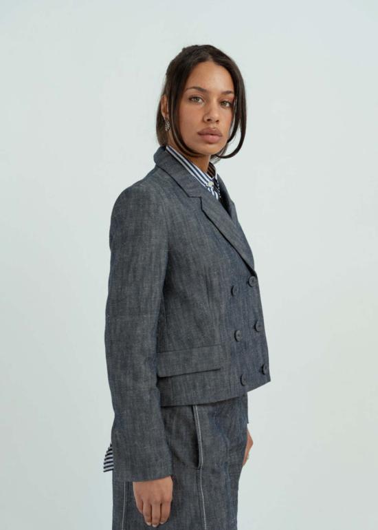  오디 자켓 더블브레스트 재킷 인디고 - ODEEH