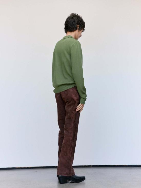  어니스트 더블유 베이커 폴로 티셔츠 어니스트 W. 베이커 그린 울 케이블 니트 지퍼 폴로 - ERNEST W. BAKER