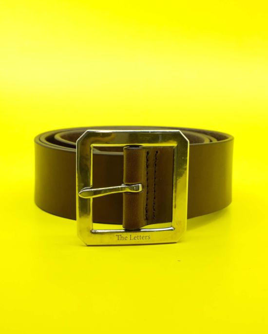  더 레터스 가죽 벨트 레터스 카우하이드 가리슨 버클  초콜릿 - THE LETTERS