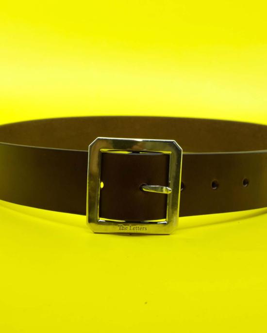  더 레터스 가죽 벨트 레터스 카우하이드 가리슨 버클  초콜릿 - THE LETTERS