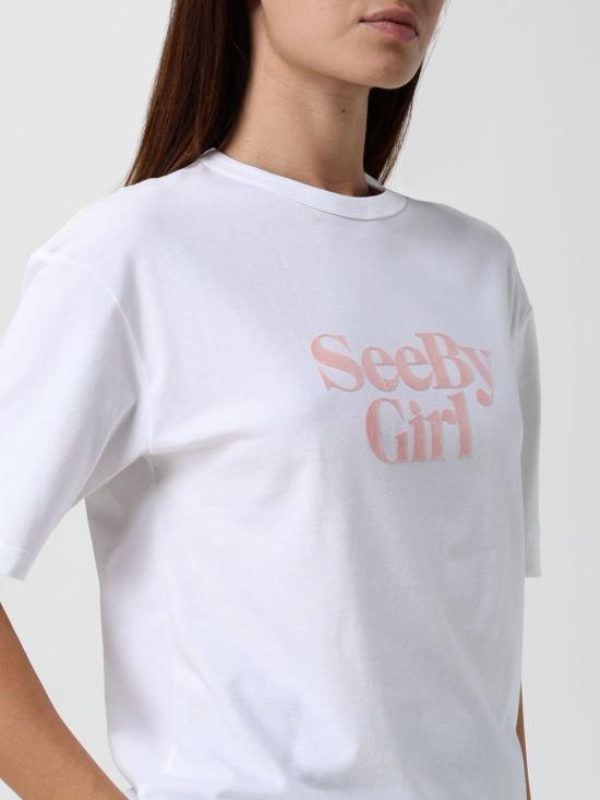 25FW 씨바이클로에 반팔 티셔츠 CHS19JH07114 101 White - SEE BY CHLOE'