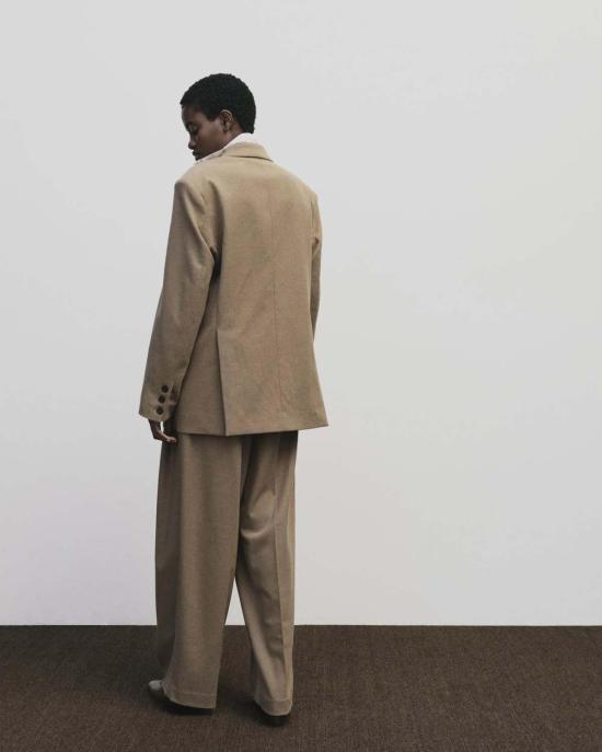  미정박 스트레이트 팬츠 미정파크 울블렌드 와이드 팬츠 카멜 - MIJEONG PARK