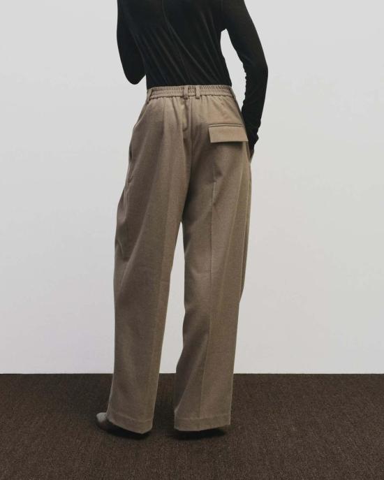  미정박 스트레이트 팬츠 미정파크 울블렌드 와이드 팬츠 카멜 - MIJEONG PARK