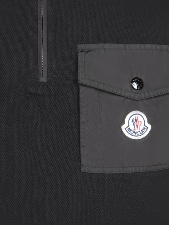 25FW 몽클레어 코튼 피케 폴로 셔츠 포켓 8A0001789A16999 BLACK DOM - MONCLER