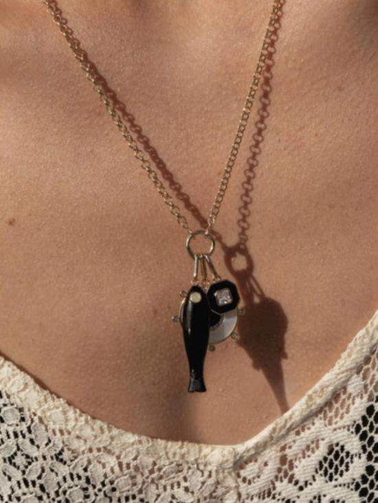  탯치 목걸이/팬던트 초가 산토리니 참 목걸이 - THATCH