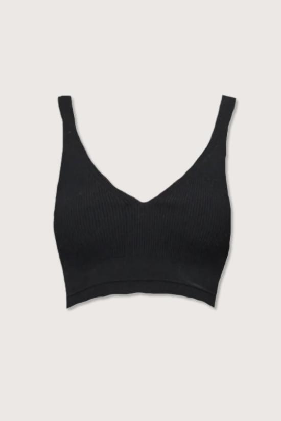  마리아 맥마누스 브라 리브드 크롭 브랄렛 블랙