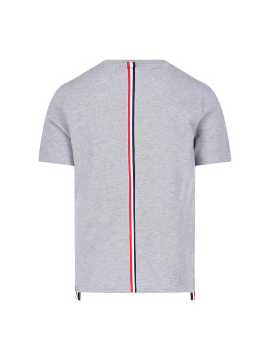 25SS 톰브라운 피케 센터 백 스트라이프 릴렉스 핏 티셔츠 MJS056A 00050055 Grey - THOM BROWNE