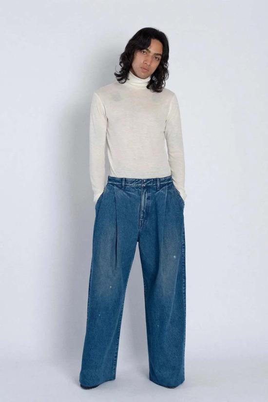  타나카 스트레이트 팬츠 하카마 진 팬츠 - TANAKA