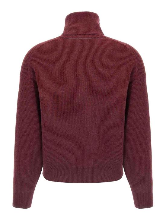 25FW 브루넬로 쿠치넬리 터틀넥 버진 울·캐시미어·실크 잉글리시 립 스웨터 M16129313C9663 Dark Red - BRUNELLO CUCINELLI