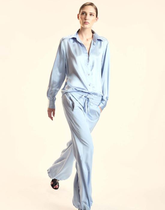  신시아 로리 블라우스 신시아 로울리 컬렉터블 실크 셔츠 블루 - CYNTHIA ROWLEY