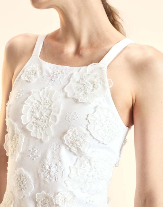  신시아 로리 숏 원피스 신시아 로울리 팝 플로럴 아플리케 미니 드레스 화이트 - CYNTHIA ROWLEY