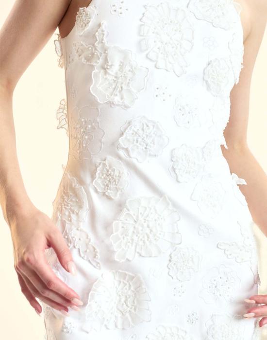  신시아 로리 숏 원피스 신시아 로울리 팝 플로럴 아플리케 미니 드레스 화이트 - CYNTHIA ROWLEY