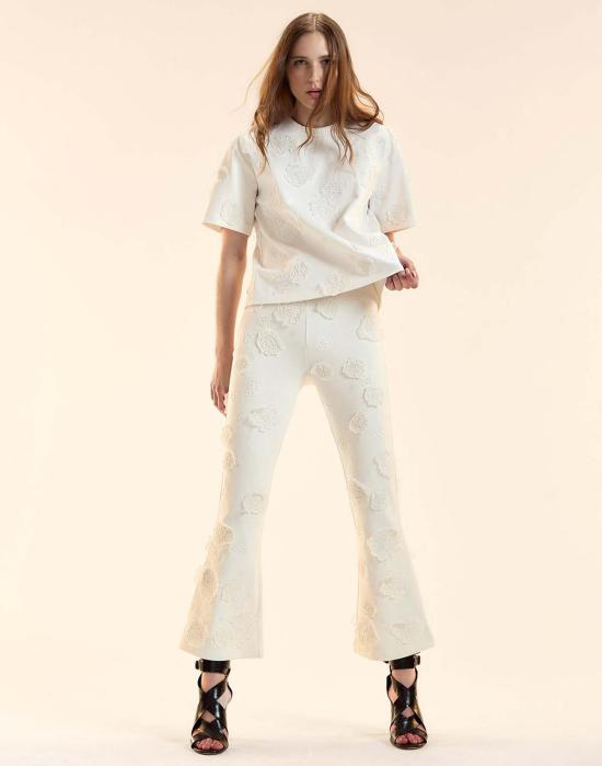  신시아 로리 스트레이트 팬츠 신시아 로울리 팝 플로럴 아플리케  화이트 - CYNTHIA ROWLEY