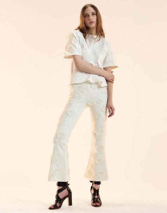  신시아 로리 스트레이트 팬츠 신시아 로울리 팝 플로럴 아플리케  화이트