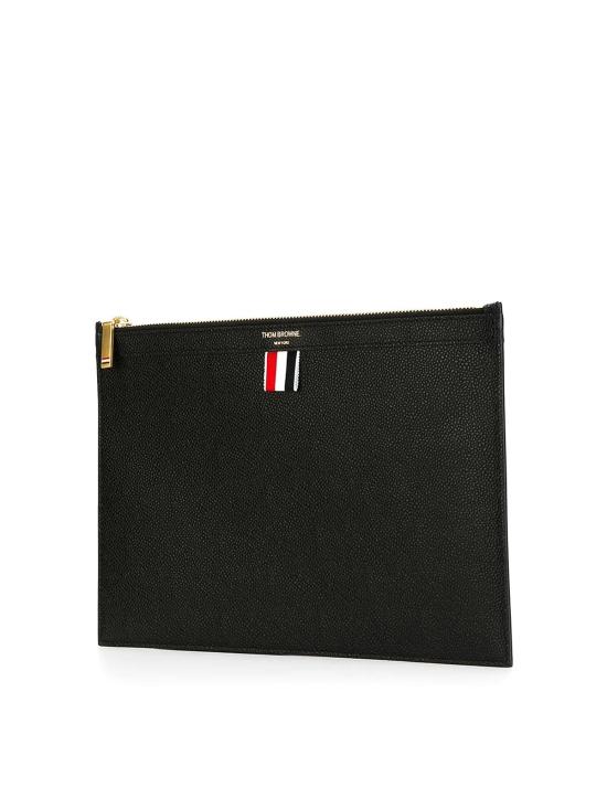  톰브라운 그레인 레더 RWB 탭 MAC019L00198001 Black - THOM BROWNE