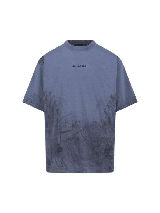 25FW 발렌시아가 백 미디엄 핏 티셔츠 764235 TTVF93364 Blue