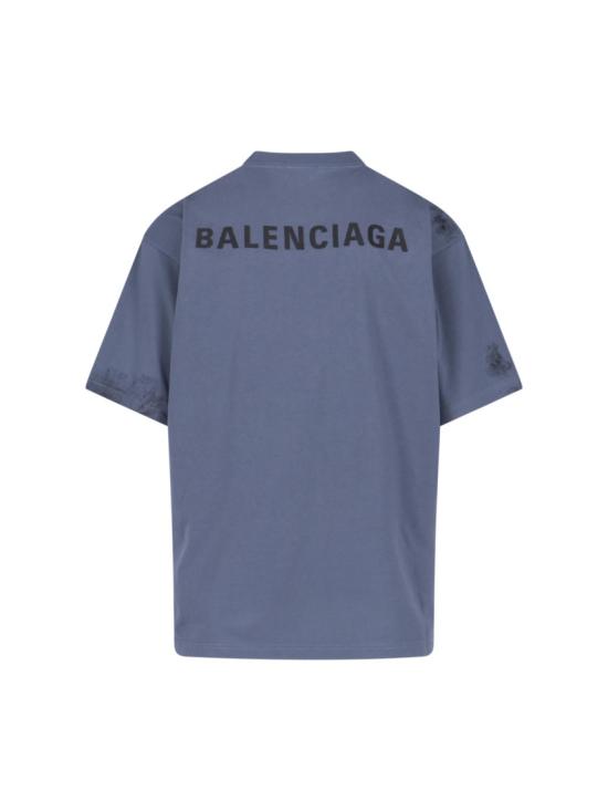 25FW 발렌시아가 백 미디엄 핏 티셔츠 764235 TTVF93364 Blue - BALENCIAGA