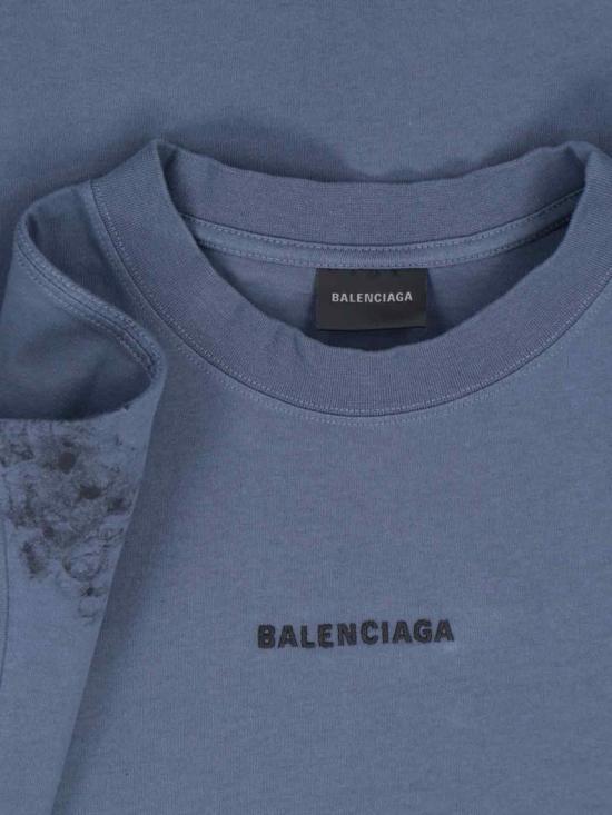 25FW 발렌시아가 백 미디엄 핏 티셔츠 764235 TTVF93364 Blue - BALENCIAGA